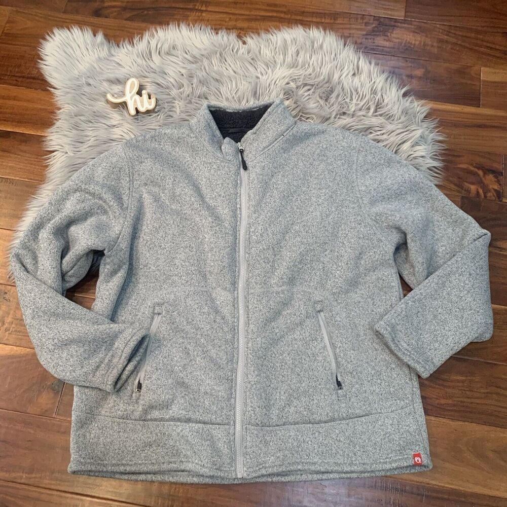Coleman The Outdoor Company Mens Full Zip Gray Hoodie Cozy Sherpa Size XXL